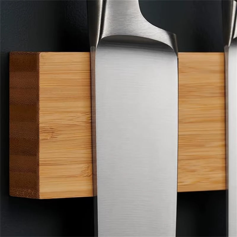 16 Inch Magnetic Knife Strip, Acacia Wood Powerful Magnetic Knife Holder for Wall, Wall Mounted Kitchen Knife Bar Rack for Home